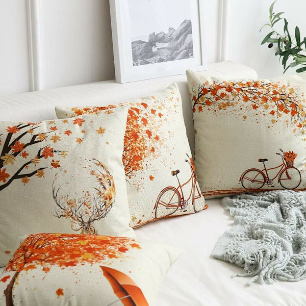 4 stk høstlønn stil putetrekk dekorativt firkantet håndkle putetrekk sofa seng med sofaovertrekk