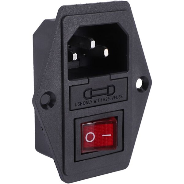 3-polig IEC320 C14 säkringsbrytare och uttag 10A 250V förlängningsmodul