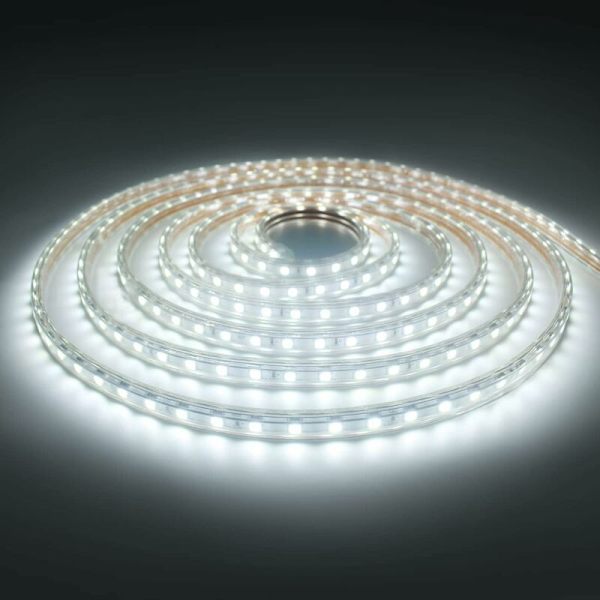 2 Meter LED-bånd med Afbryder IP65 Vandafvisende LED-bånd, 220V LED-bånd, Kold Hvid