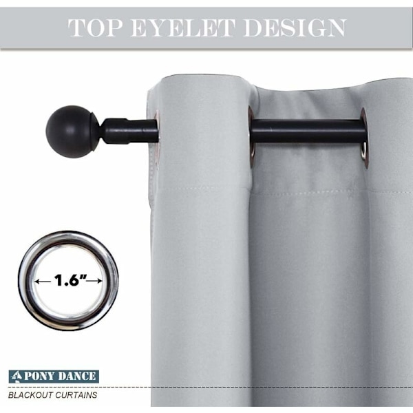 Lystette Gardiner til Soverom - Dobbel Termisk Isolerte Vindu Gardin for Hjem / Tykt Solid Stoff for, Sett med 2, L 100 x H 130 cm, Grå-A