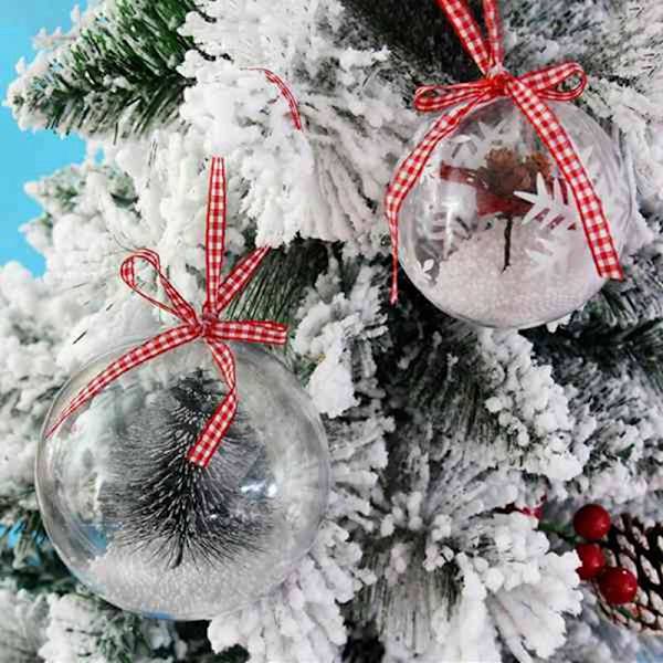 24 bollar/parti DIY 70 mm julgranshänge boll klar transparent plastfylld boll prydnad