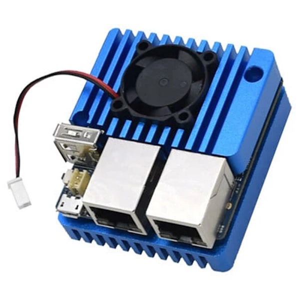 All Metal Beskyttelsesetui til NanoPi R2S Open Source ARM Board DIY Del - Blå