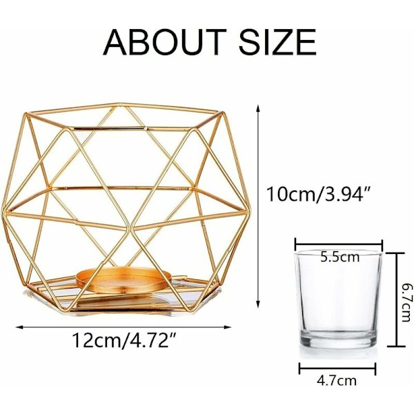 Gyllene ljusstake - Set med 2 bröllopsljusstakar mittpunkt för geometriska ljus Modern design för födelsedag Heminredning Metall -
