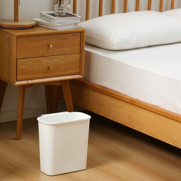 Kompakt skraldespand 2,6 gallon (ca. 7,6 liter) Slank skraldespand til badeværelse, soveværelse, kontor, hvid grå