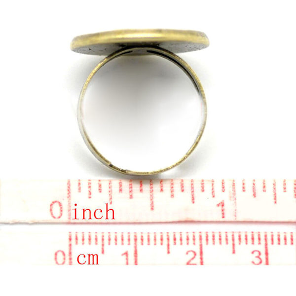10 Filigran Ringhållare Oval Bricka Åldrad Mässing 18,3 mm