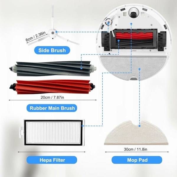 Roborock Q8 Max/Q8 Max+/Q5 Pro Robotdammsugare Tillbehör Kit - Reservdelar för Roborock Q8 Max/Q8 Max+/Q5 Pro Robotdammsugare - Re
