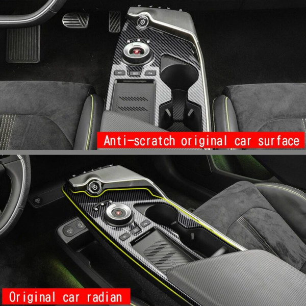 Bilfiber Center Konsol Gear Shift Kopholder Trim Stickers Dekoration Cover til EV6 2021 2022 LHD