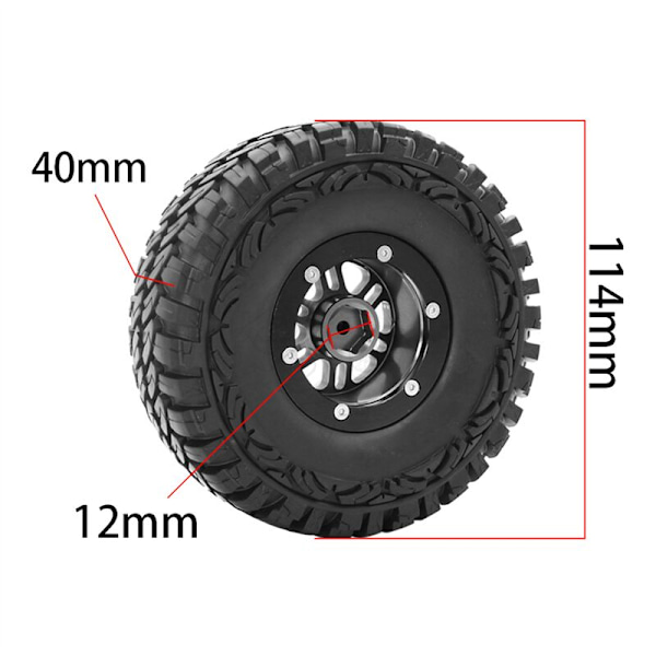 4 stk. 1,9 tommer Beadlock hjul fælge dæk til 1/10 RC Rock Crawler Axial SCX10 90035 90022 90046 D90 D110 -4