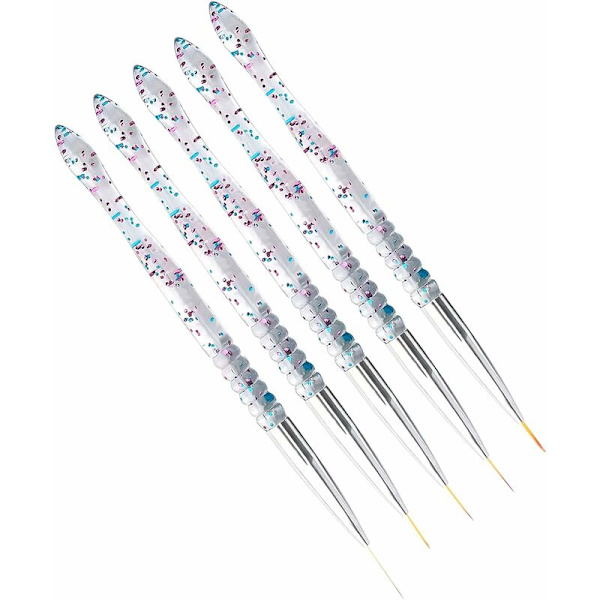 5 st 7/9/11/15/20 mm nagelborste set, akryl kristall liner borste nagelkonst nylon borsthuvud nagelverktyg för DIY-design