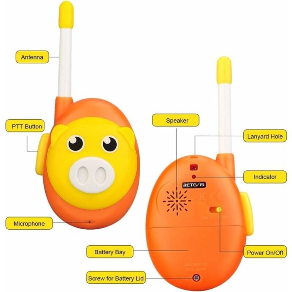 RB616 Lasten Walkie Talkie, Piirroshahmoinen Helppokäyttöinen Lelut Taaperoille Pojalle Ja Tytölle, Lahja 3-12-Vuotiaille Sisä- Ja Ulkojuhliin (1 Pari), Sunny