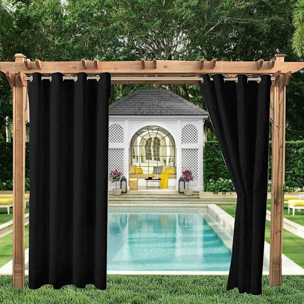 Utomhusgardiner Trädgård Patio Paviljong Mörkläggningsgardin Vindtät UV-skydd Mögelresistent, Termiskt Isolerande Gardiner med Öglor, B 132cm x H