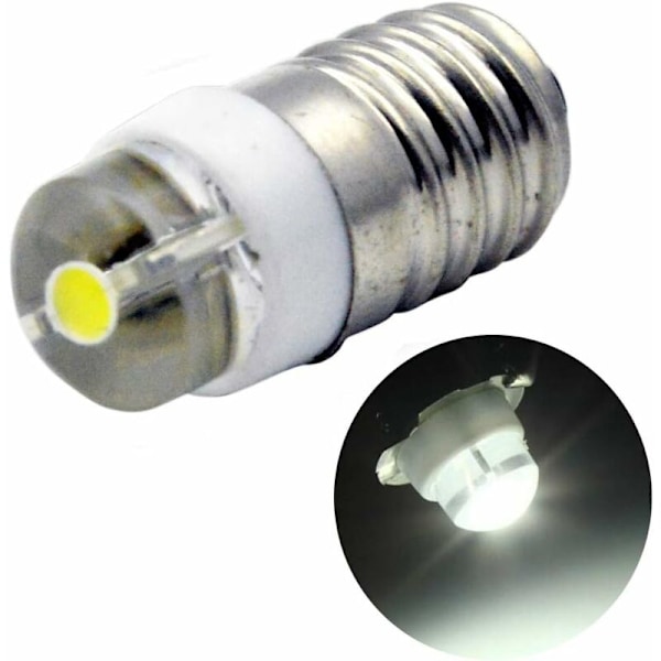 E10 LED-lampa DC 3V 0,5W 6000K Vit 200LM LED-lampa för ficklampa Fackla, Negativ jord (1-pack)