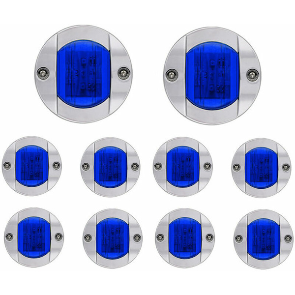 10 kpl Merinavigointia Valot 4 LED Perävalot 12V Vedenkestävä Turvallisuusvalot - Sininen