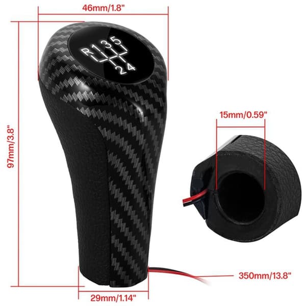 Fiberlæder 6-trins manuelt gearskiftehåndtag hvidt baggrundsbelyst til E46 E90 E91 E92 X1 X3 X5