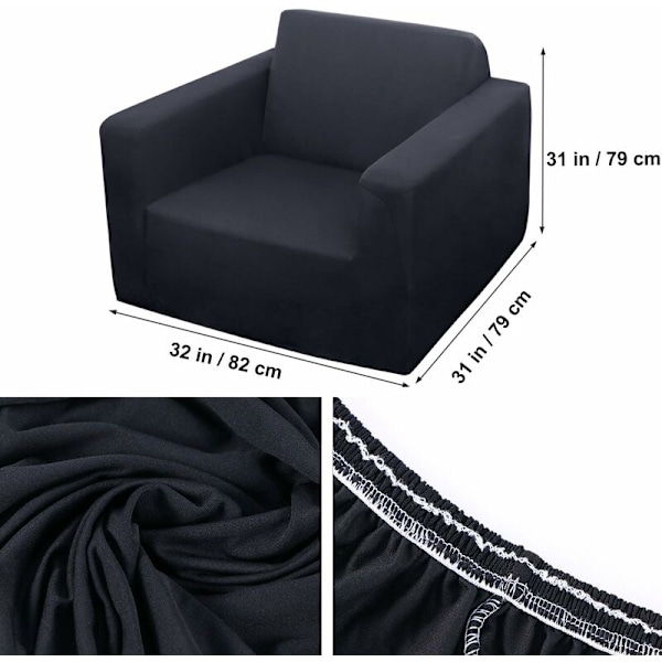 Stretch Polyester Soffa Armchair Överdrag Dekor Vardagsrum Dammsäker Soffa Överdrag och Skydd (Svart)