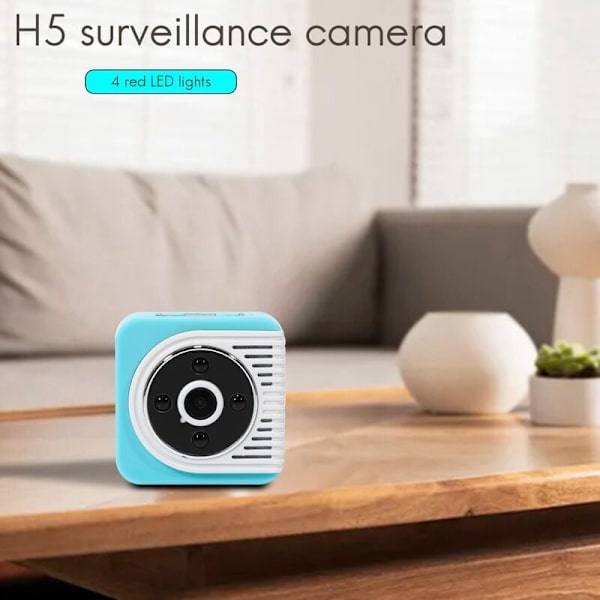 Nyaste Mini Kamera H5 720P IP Kamera Wifi P2P Nattvision Mini Camcorder DV Röst Videoinspelare Utomhus Cykling Sport Kamera DVR (Blå)