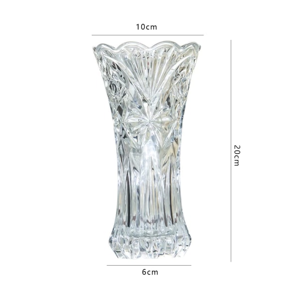 Den förtjockade designen på vasglaset är lämplig för heminredning, bröllopsvaser eller presenter (transparent, storlek: 20cm)