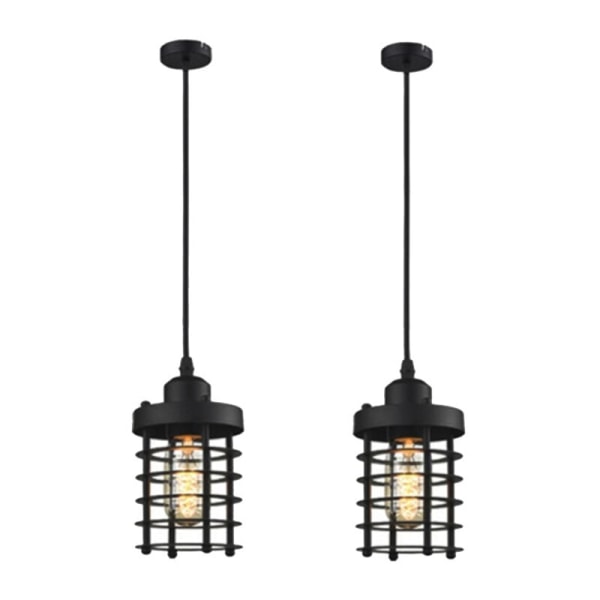 2 Pack Single Head Iron Bar Restaurant Bedroom Staircase Industrial Circle Chandelier, Bulbs Included