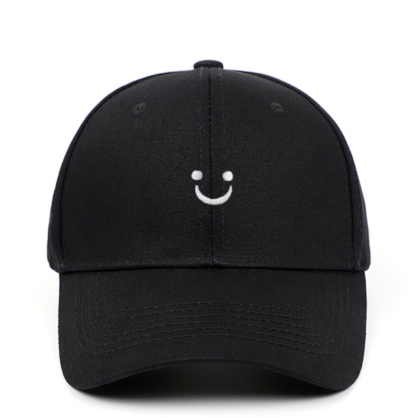 Smiley Face Broderad Baseball Cap 1-Pack Baseball Cap Damer Låg Profil Bomull Dad Hat Justerbar enfärgad hatt