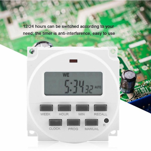 Programmerbar Smart Timer, Strømholdbar Elektrisk Digital Kontrol Switch Timere med HD Display (110V)