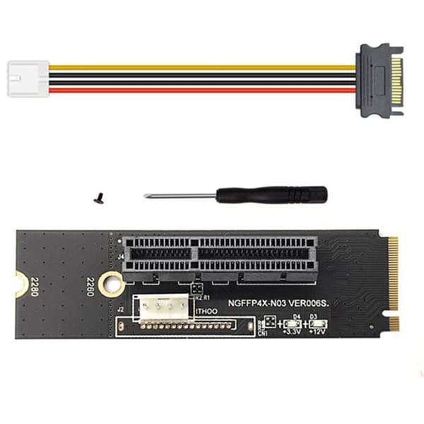 6 sæt NGFF M.2 til PCI-E 4X Riser-kort M2 Key M til PCIe X4 Adapter med LED-spændingsindikator til ETH Miner Mining