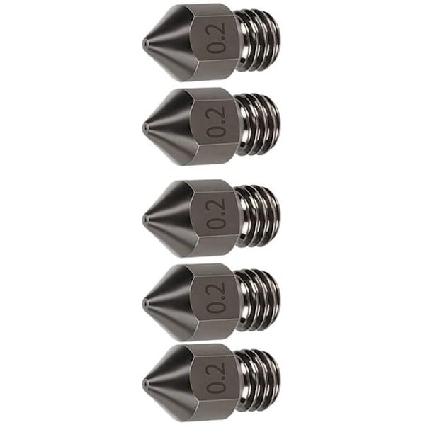 5 stk MK8 Herdet Stål Dys Trykkhode Forbruksvarer 1.75/0.2mm 3D-skriver Ekstruder Dys for Ender3/V2/PRO