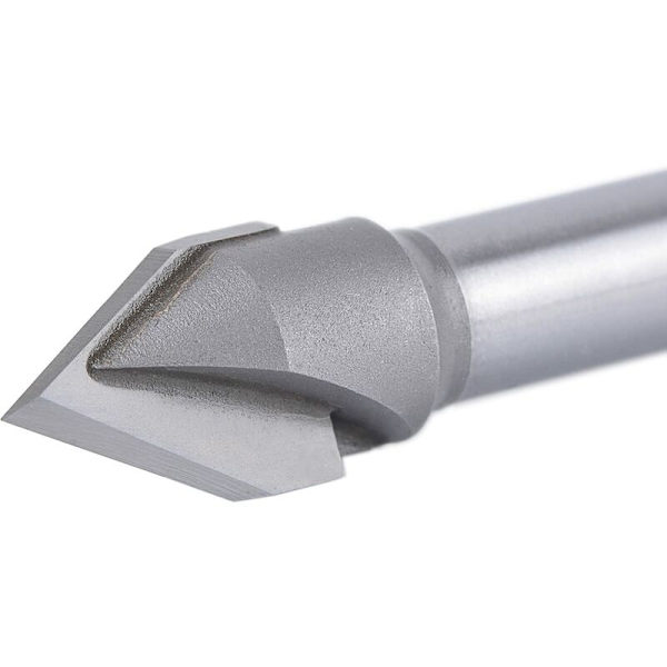 2 fräsar 60 grader V - Skärdiameter: 12 mm - Skaft: 8 mm - CNC-fräs - Skaftfräs för ådror, fasningar och V-spår.