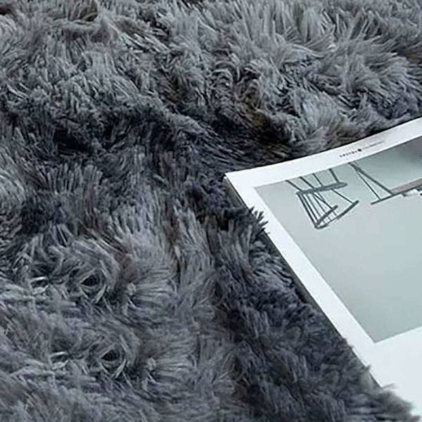 Mjuk sovrumsmatta vardagsrums lurvig matta vardagsrumsdekoration halkfri fluffig modern lurvig golvmatta stor (svart grå, 120 200cm)