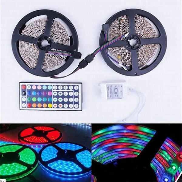 20M RGB LED-list 3528 1200 LED flexibel belysning med 44 knappars fjärrkontroll + styrenhet för jul vardagsrum sovrum