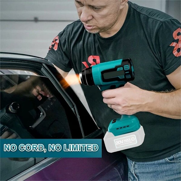 Ledningsfri varmepistol, varmepistol til Makita 18 V batteri, med reducer, bred dyse, reflektor dyse, temperatur op til 550 °C, LED-belysning, varmepistol til
