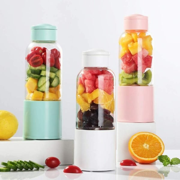 Bærbar Blender, Juicer-kopp med 450ml 6 BPA-frie kniver for sport og reise, Mini Blender for smoothie og milkshake, julegave