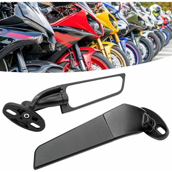 2-pack Motorcykelbackspeglar, Universal Justerbara Rotationsbara Backspeglar för ATV-Ersättnings Sidospieglar