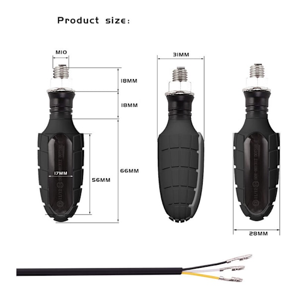4 st universella LED-blinkers för motorcykel, 12 V, blinkers, belysning, 16 lampor
