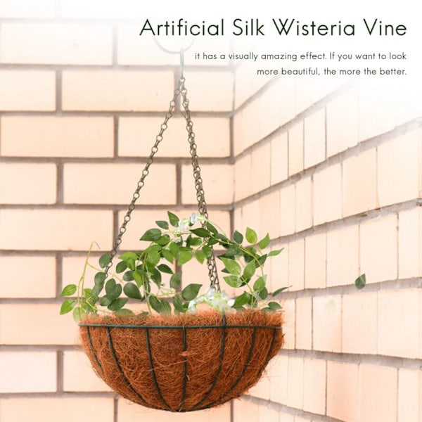 4 stk. Kunstige Blomsterguirlande Falsk Silkevin Falsk Vin Ivy Planter til Bryllup (Hvid)