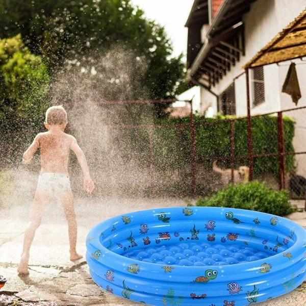 Uppblåsbar vadderad pool, liten rund hopfällbar PVC-barnpool för familjedusch, bärbar badkar i vattenlekcenter fiske (100CM)-