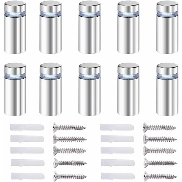 20x Distansbult, Reklamglas Distansaxel Bult Fix Glas Reklamdistans, Rostfritt Stål, 12X40mm, med Skruvmonteringstillbehör