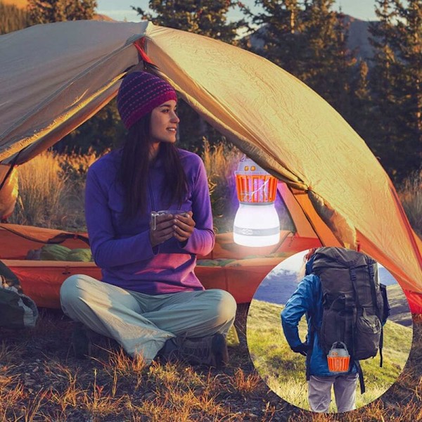 Myggebane Camping Lanterne - USB Genopladelig Elektrisk Campinglys, UV Insektfælde, Bærbar, IP67 Vandafvisende