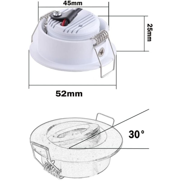 4 Mini Recessed Spotlight LED Ceiling Recessed Spotlight Lamp 1W Warm White 3000K for Showcase, Ceiling, Kitchen, Cupboard, DIY lighting etc