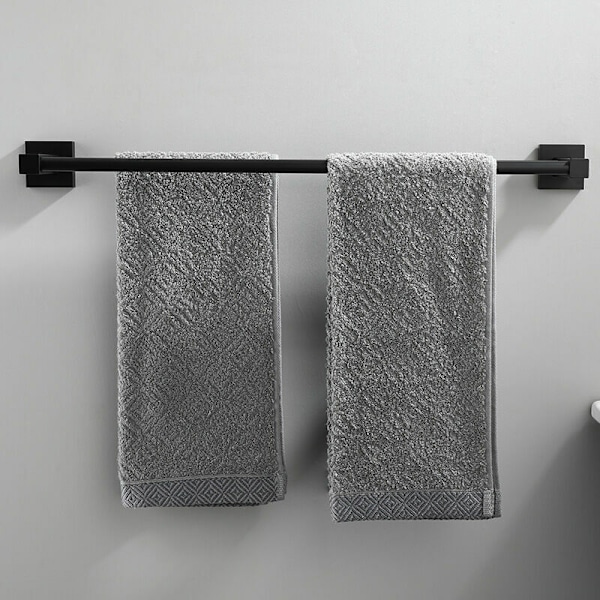 Badeværelses Håndklædeholder, Væghængt Håndklæde Stang (Sort, 50cm)