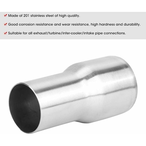 Avgasrör Adapter, Universell Avgasrör i Rostfritt Stål Anslutningsrör Adapter Reducer Modifierad Del, Anslutningsrör Adapter Modifierad Del