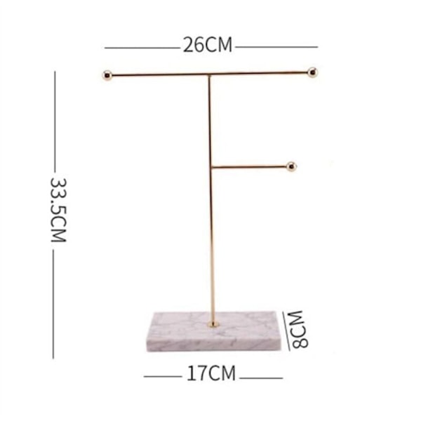 Moderne Visningsstativ i Marmor med Opbevaringshylde til Ringe, Halskæder, Øreringe i Metal