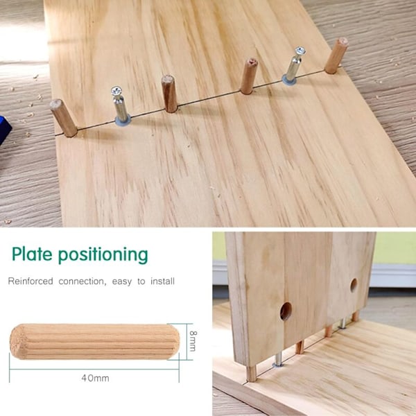 500 stycken träpluggar 8x40mm, möbelpluggar, räfflade träpluggar, träplugg för möbelhantverksprojekt och DIY