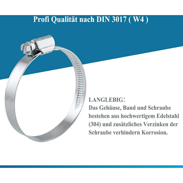 12 stk rustfrie stålslangeklemmer 32-50 mm båndbredde 9 mm - premium kvalitet i henhold til DIN 3017 (W4), rørtilkobling