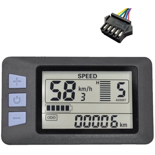 P3H LCD-displaymätare Instrumentbräda 24V-60V Elcykelmätare Displaypanel för Elsparkcykel (SM-kontakt 5PIN)
