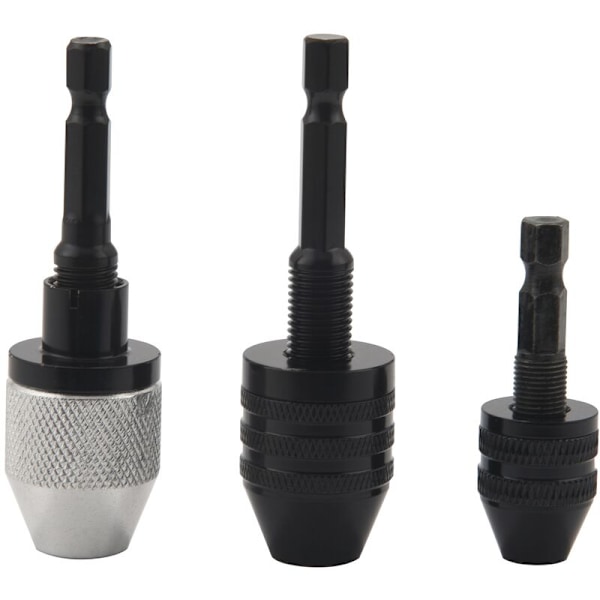 3 Pieces 1/4 Inch Hex Shank Keyless Drill Chuck Keyless Drilling Drill Adapter for Impact Driver Tool