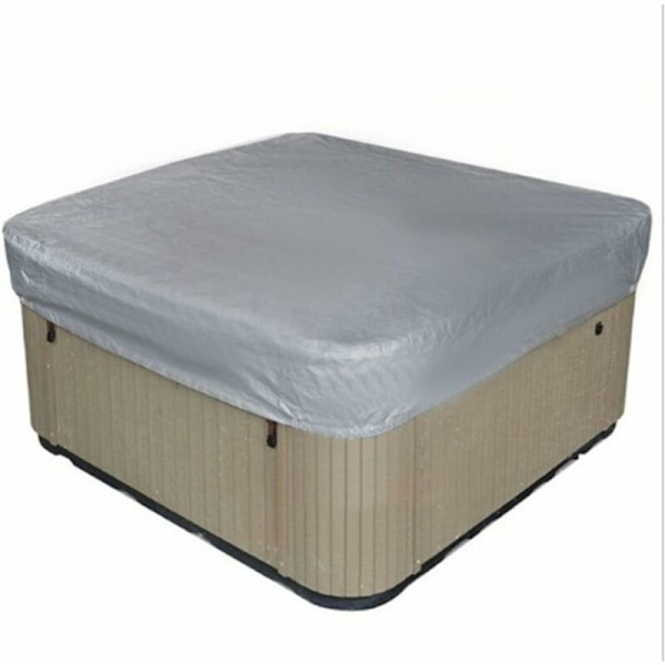 Firkantet Hot Tub Dæksel til Spa, Rektangulært Havebadekar Dæksel i 210D Oxfordstof Vind- og UV-resistent (218x218x30cm, Sølv)