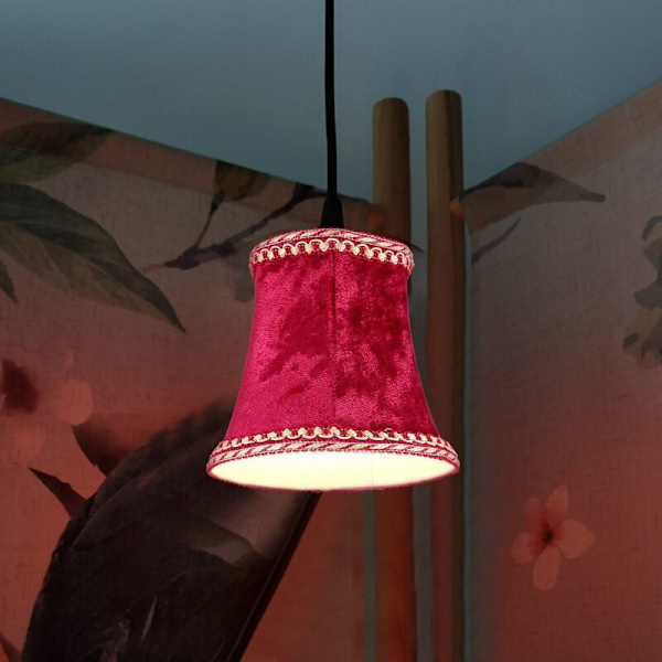 Tygklämma på lampskärm, E14 handgjord lampskärm för modern europeisk stil vägglampa ljuslampa, blå flanell dekor bordslampa (röd)