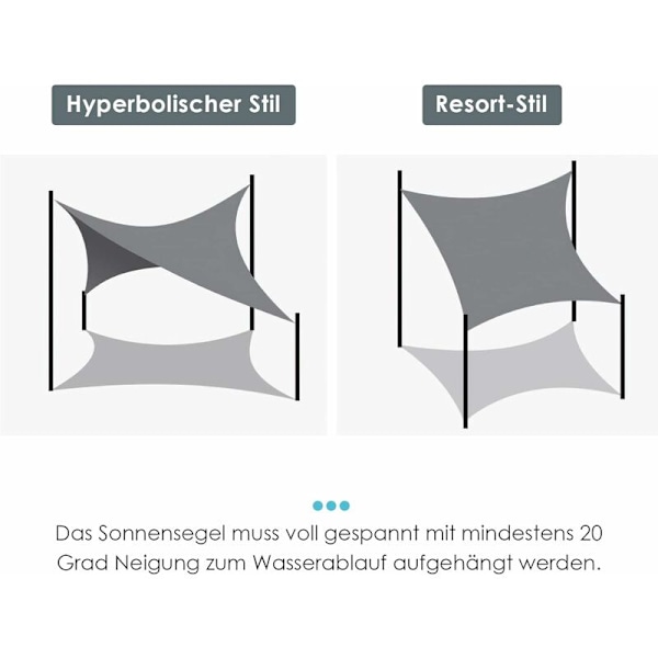 Vandafvisende Rektangulær Skygge Sejl, Oxford Polyester 95% UV Beskyttelse, Tårebestandig, Udendørs Solbeskyttelse til Have, Balkon, Terrasse, Patio, C