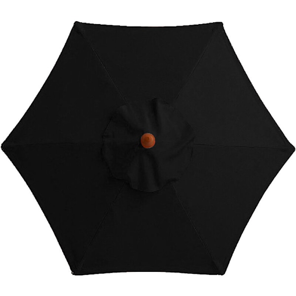 Udskiftningsbetræk til parasol - 6 ribber - Diameter 2m - Vandafvisende - UV-beskyttelse - Udskiftningsstof - Sort