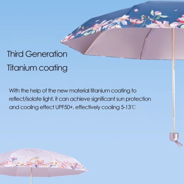 Mini Lommeparaply Hav af Blomster Regn Sammenfoldelig Parasol Parasol Parasol Dameparaplyer 3